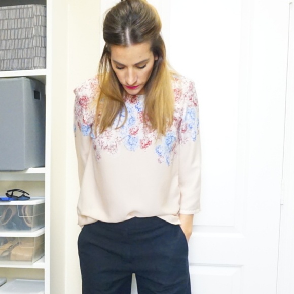 Blue, pink, and red floral blouse - Picture 1 of 5